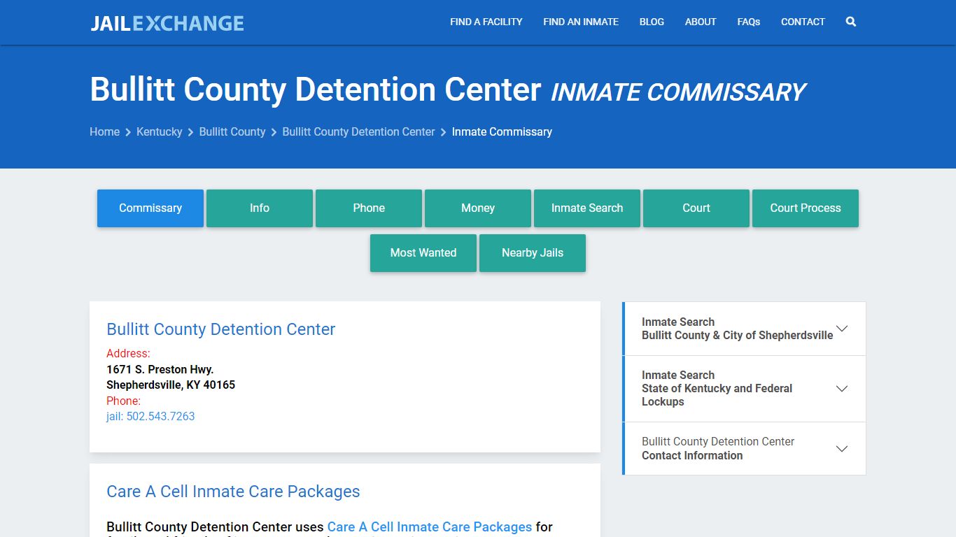 Bullitt County Detention Center Inmate Commissary - Jail Exchange