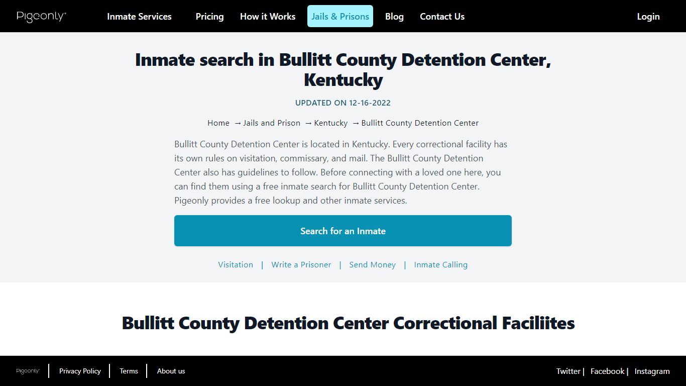 Inmate search in Bullitt County Detention Center, Kentucky